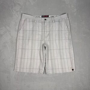 Y2K Mens Tony Hawk Plaid Skater Shorts Streetwear Grey 36